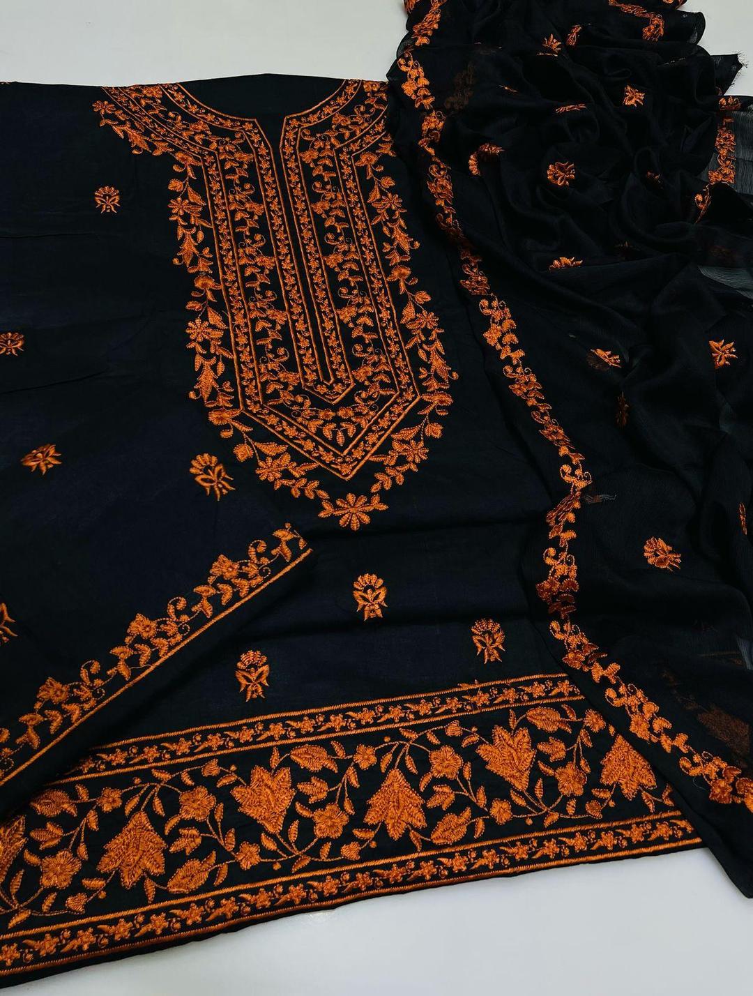 3 Pcs Women's Unstitched Embroidered Suit