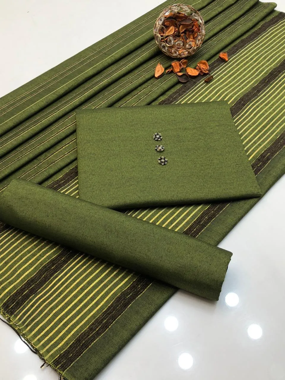 3 Pcs Women's Unstitched Hand Work Suit