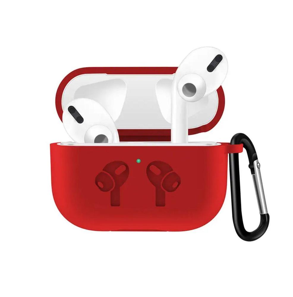 Red Silicone AirPods Case with Carabiner Hook