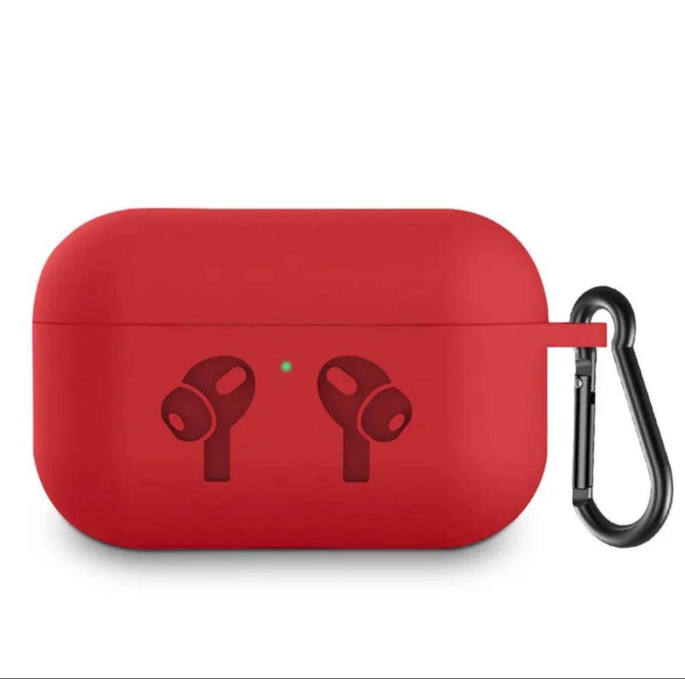 Red Silicone AirPods Case with Carabiner Hook