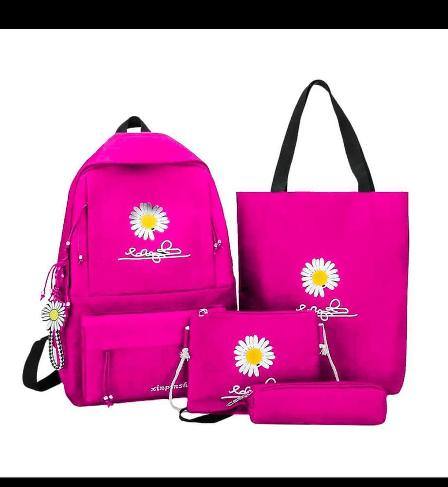 Girl's Daisy Print Backpack, Pair Of 4