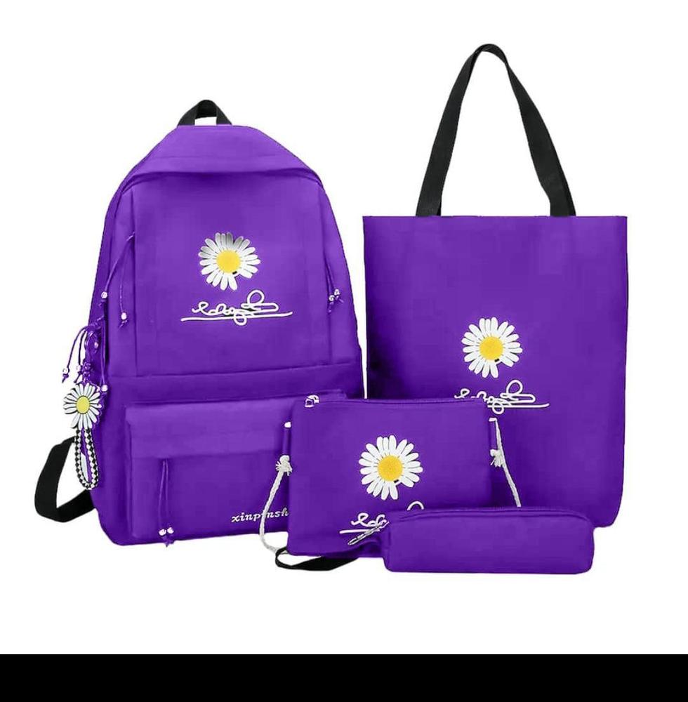 Girl's Daisy Print Backpack, Pair Of 4