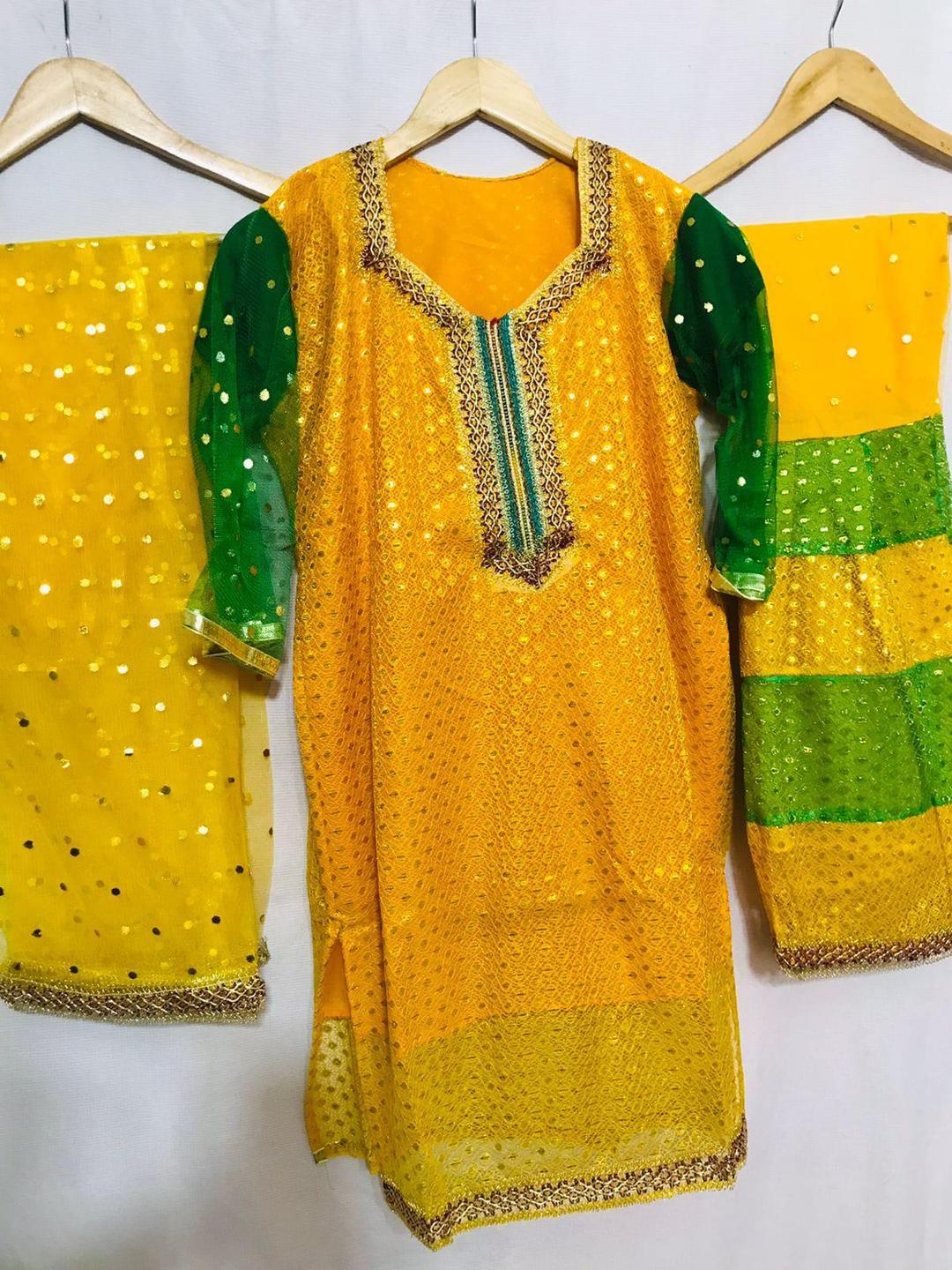 3 Pcs Women's Stitched Gota Work Suit