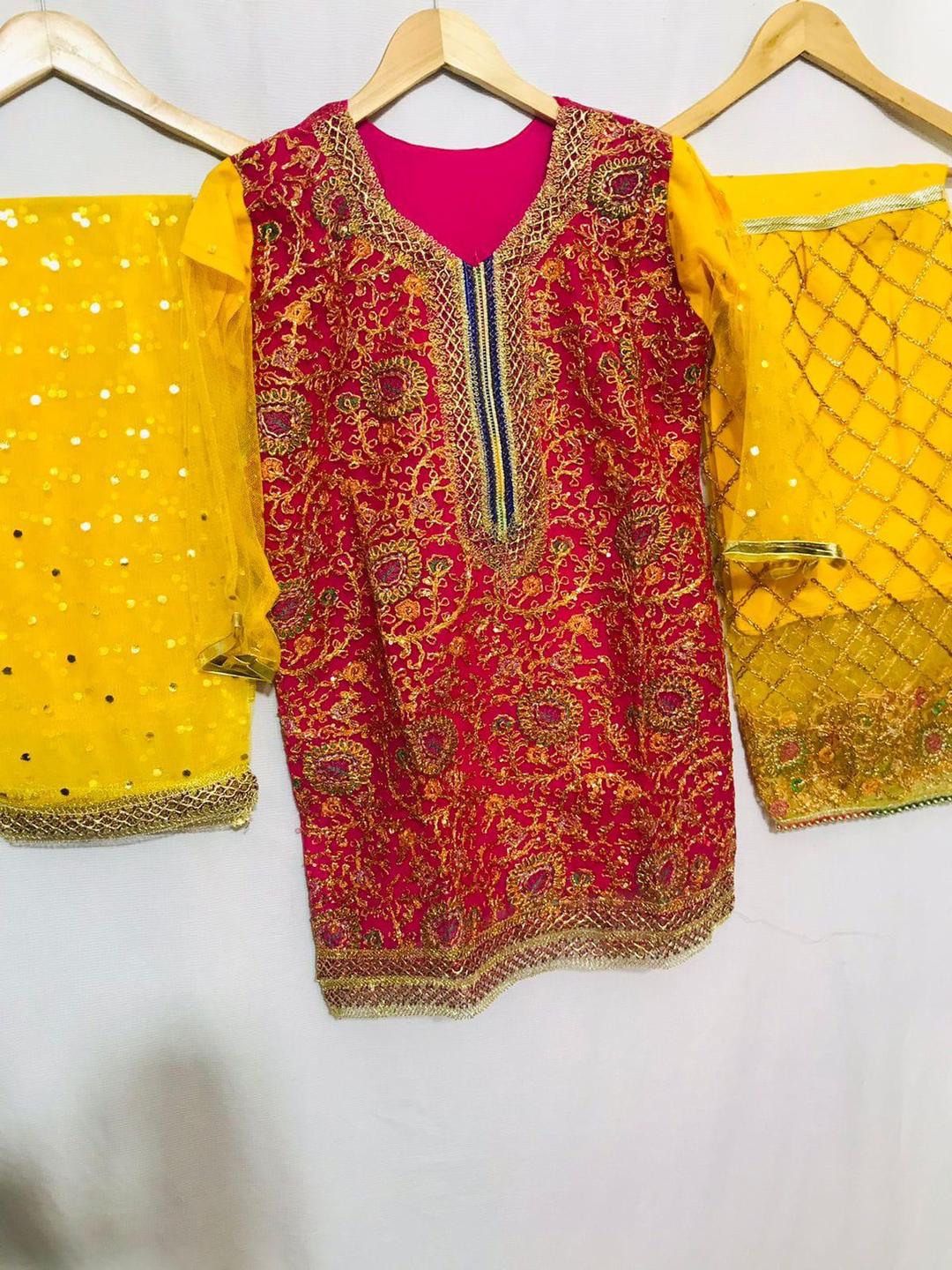 3 Pcs Women's Stitched Gota Work Suit