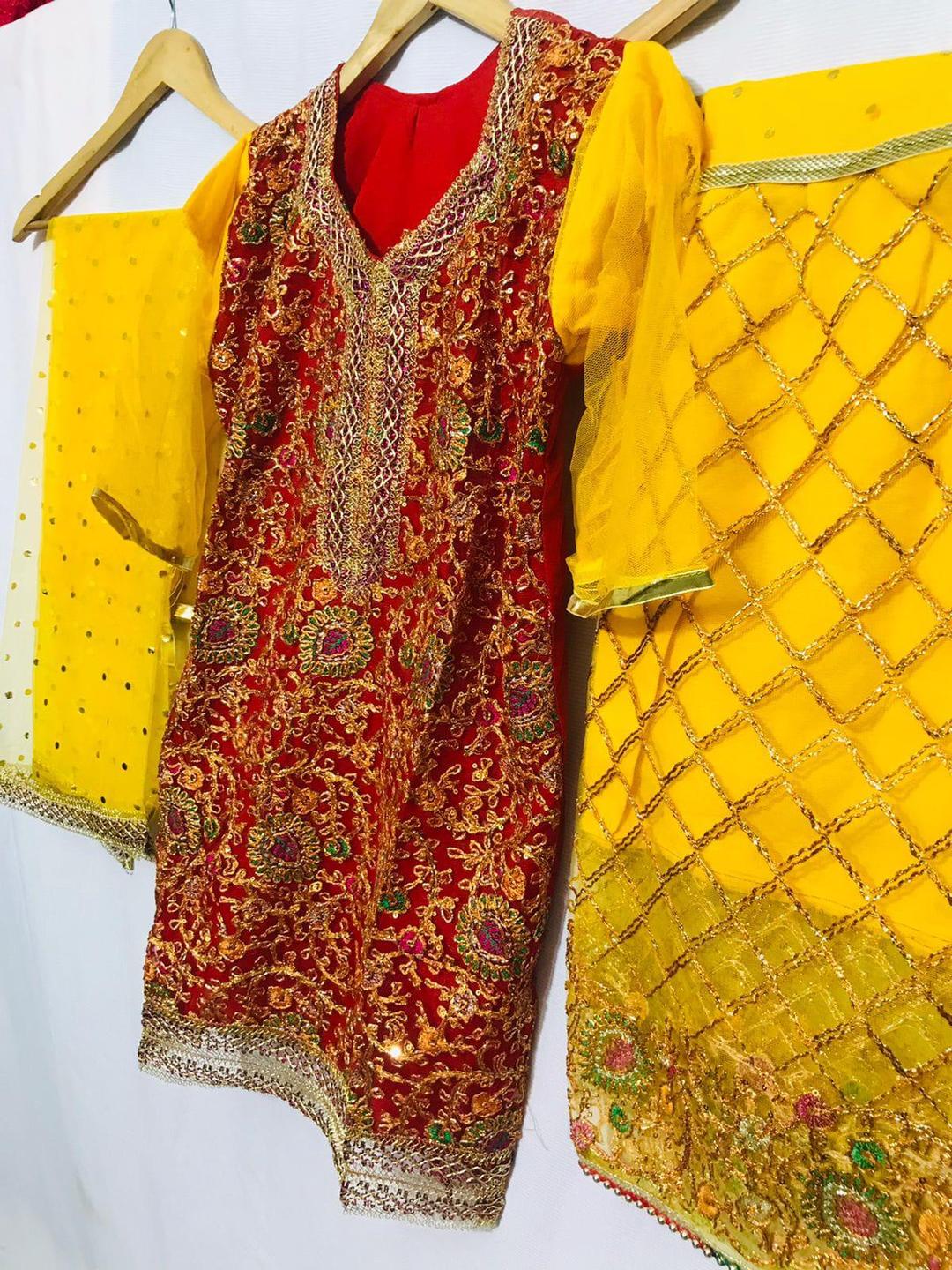 3 Pcs Women's Stitched Gota Work Suit