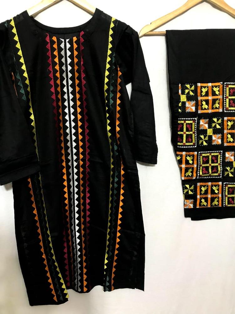 2 Pcs Women's Stitched Lawn Embroidered Shirt And Trouser