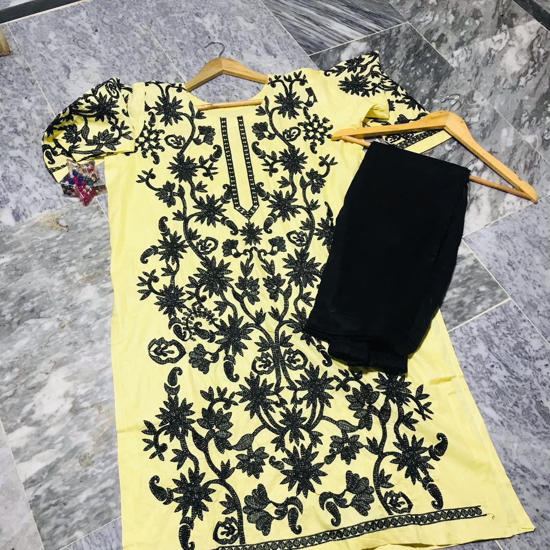 2 Pcs Women's Stitched Embroidered Shirt And Trouser