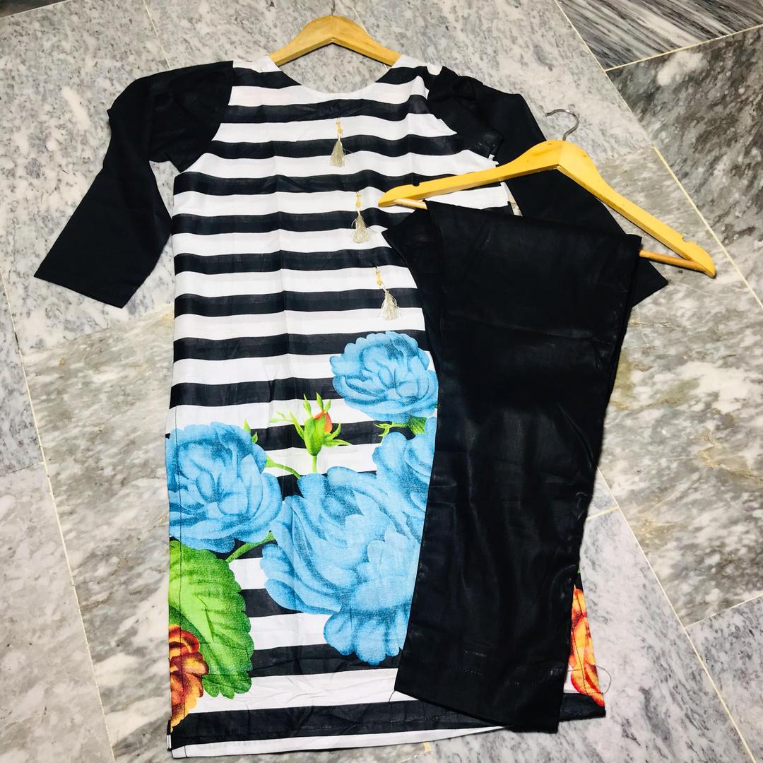 Stylish Women's Stitched Printed Shirt and Trouser Set - 2 Pcs