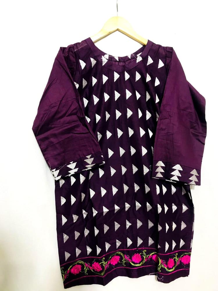 1 Pc Women's Stitched Lawn Embroidered T-Shirt