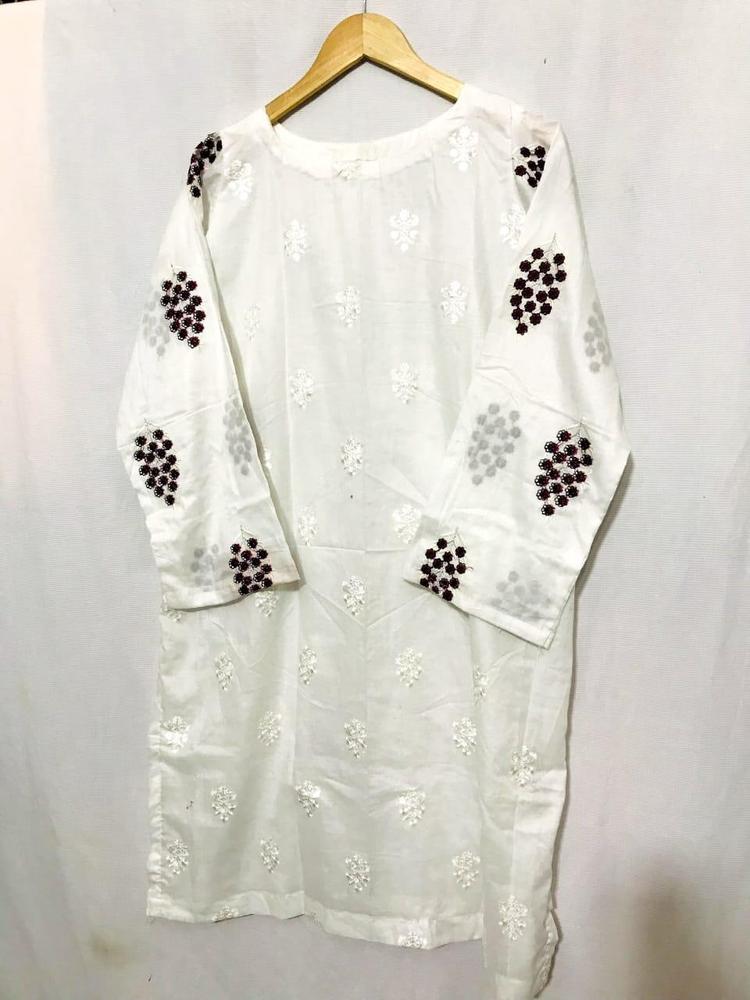 1 Pc Women's Stitched Lawn Embroidered Shirt