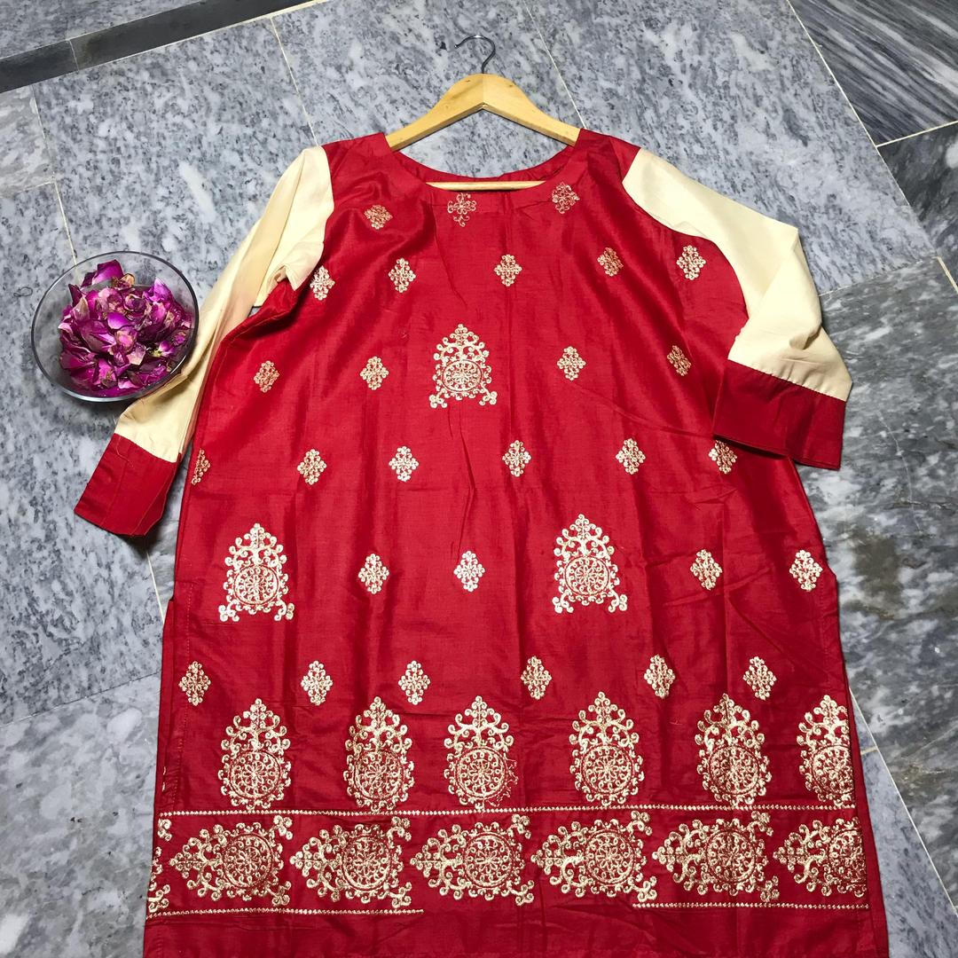 1 Pc Women's Stitched Embroidered Shirt