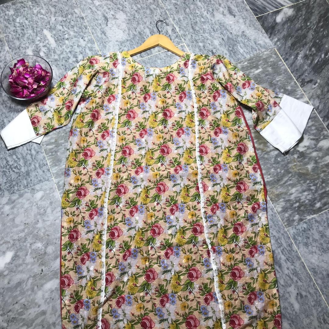 1 Pc Women's Stitched Embroidered Shirt