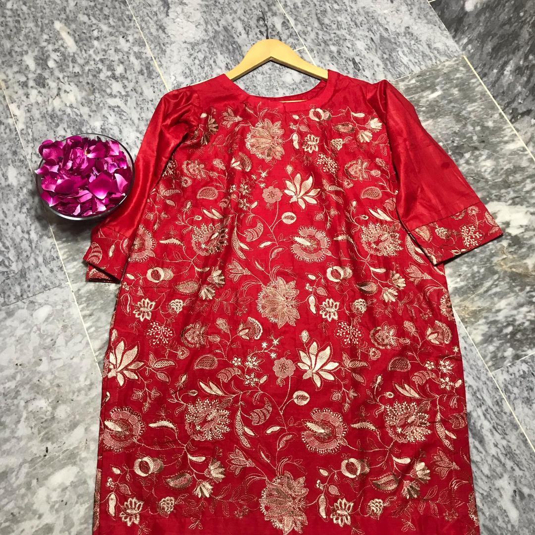 1 Pc Women's Stitched Embroidered Shirt