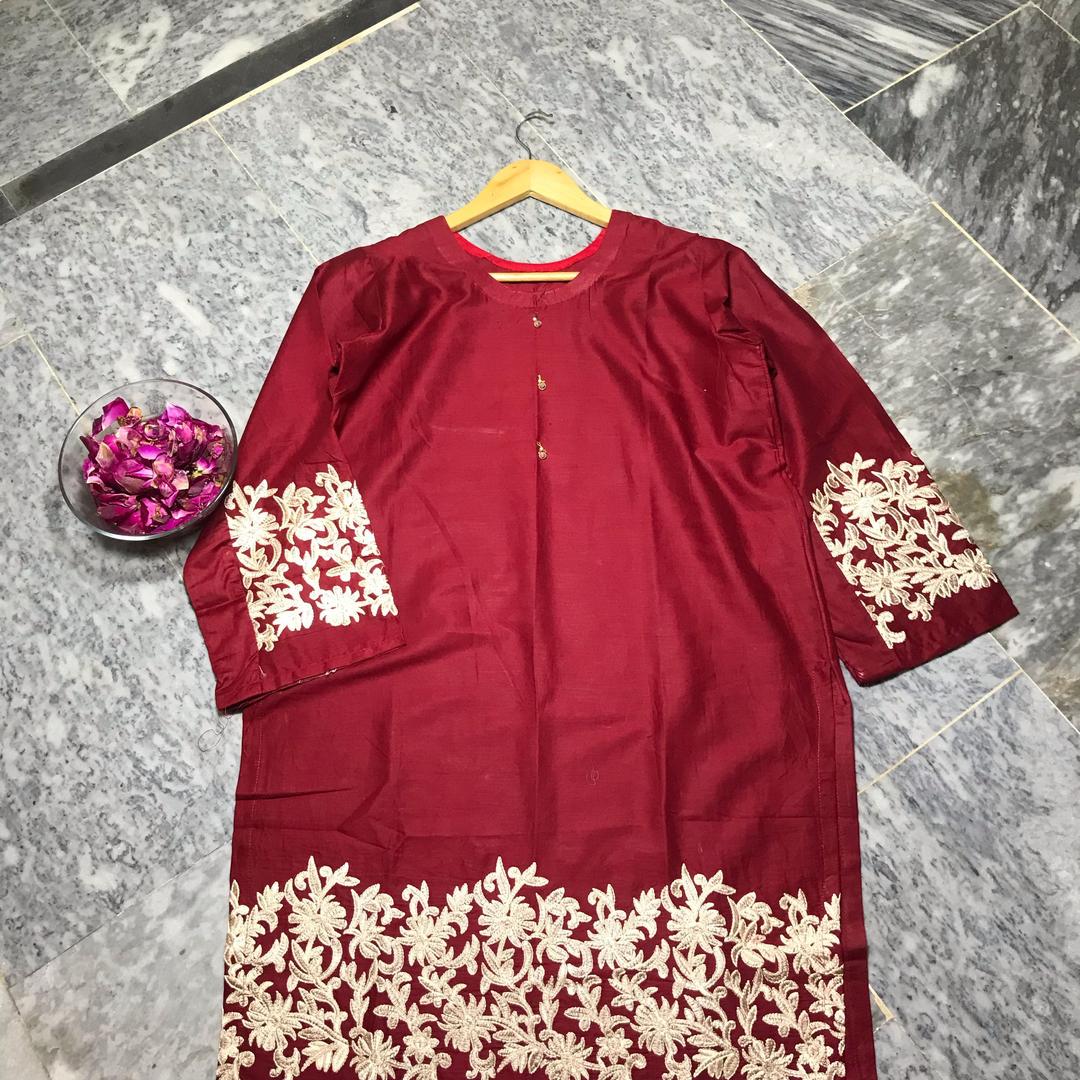 1 Pc Women's Stitched Embroidered Shirt