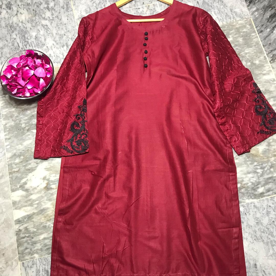 1 Pc Women's Stitched Embroidered Shirt