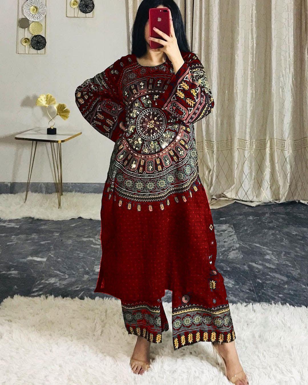 2 Pcs Women's Stitched Swiss Lawn Printed Shirt And Trouser