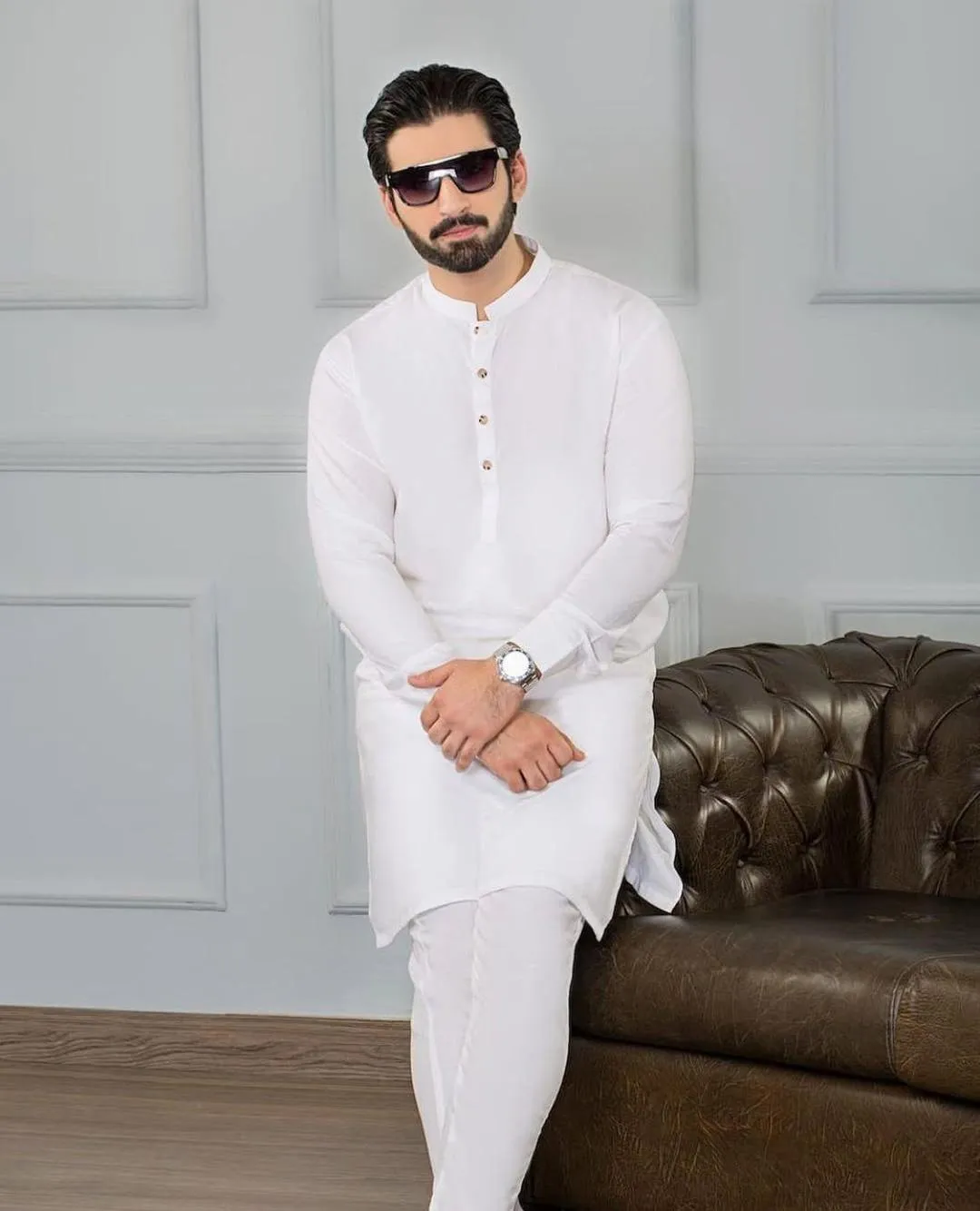 Men’s Wash And Wear Shalwar Kameez Set - 2 Pcs - Plain White
