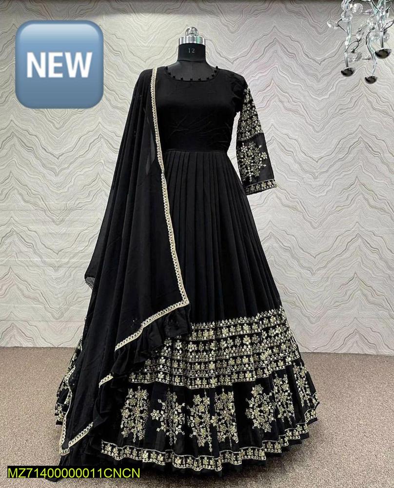 3 Pcs Women's Stitched Silk Embroidered Maxi