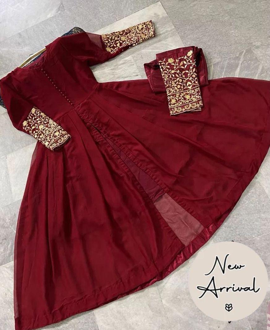 Stylish Embroidered Maxi Suit with Trouser - 2 Pcs Set