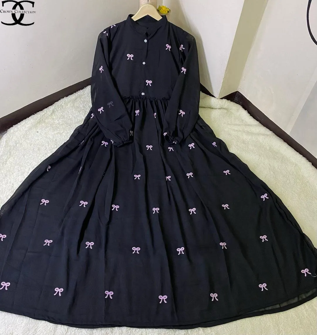 1 Pc Women's Stitched Chiffon Embroidered Maxi