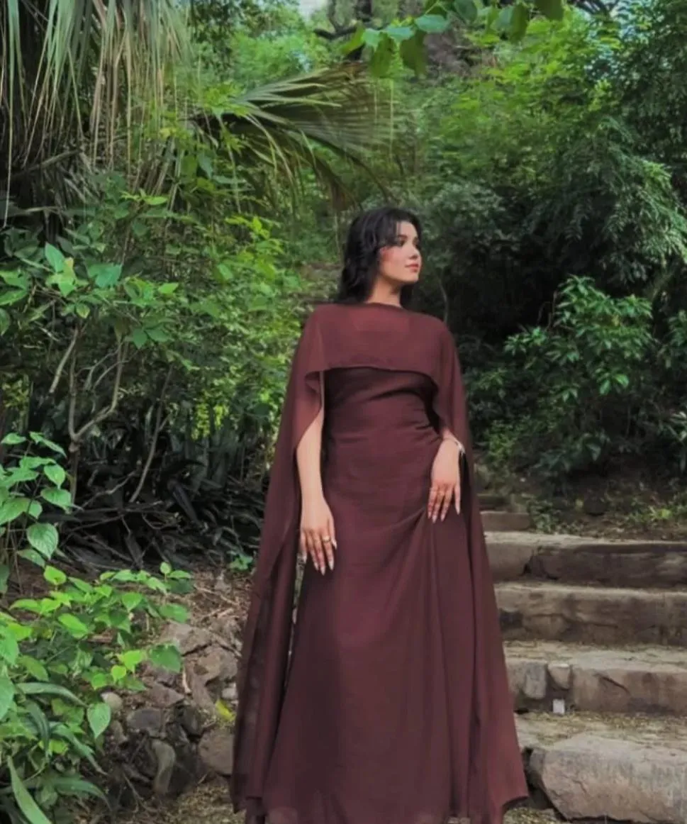 1 Pc Women's Stitched Chiffon Plain Maxi