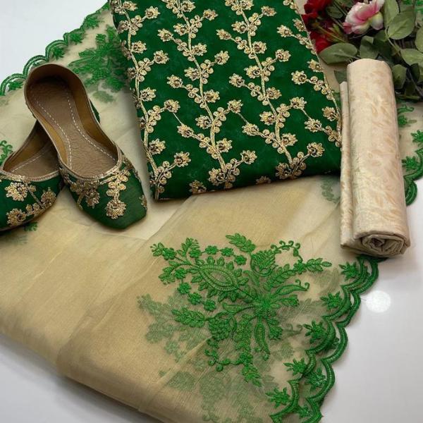 3 Pcs Women's Unstitched Embroidered Suit