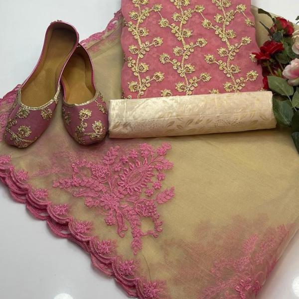 3 Pcs Women's Unstitched Embroidered Suit