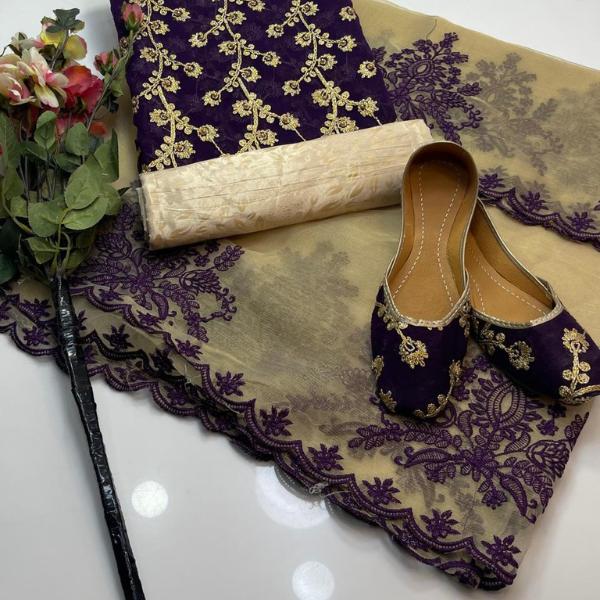 3 Pcs Women's Unstitched Embroidered Suit