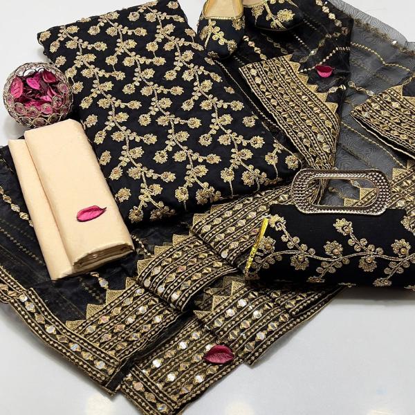 3 Pcs Women's Unstitched Embroidered Suit