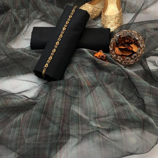 3 Pcs Women's Unstitched Plain Suit