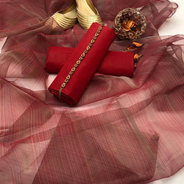 3 Pcs Women's Unstitched Plain Suit