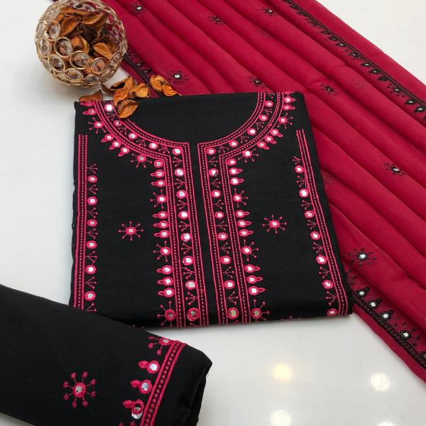 3 Pcs Women's Unstitched Embroidered Suit
