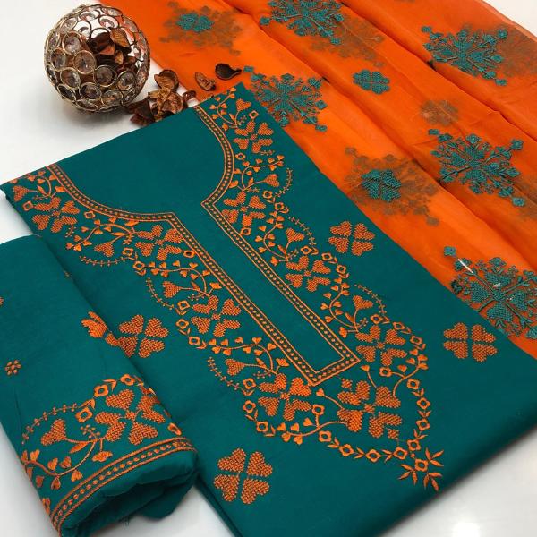 3 Pcs Women's Unstitched Embroidered Suit