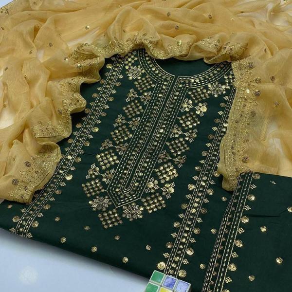 3 Pcs Women's Unstitched Embroidered Suit