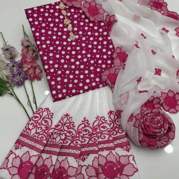 3 Pcs Women's Unstitched Embroidered Suit
