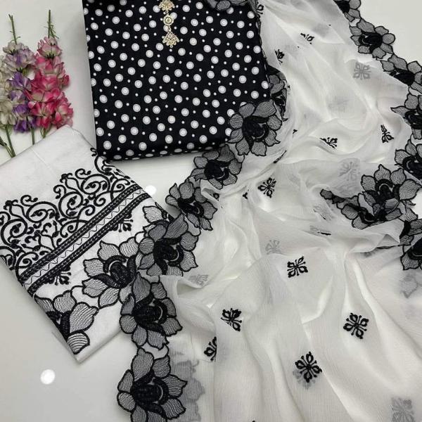 3 Pcs Women's Unstitched Embroidered Suit