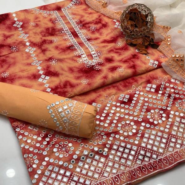 3 Pcs Women's Unstitched Embroidered Suit