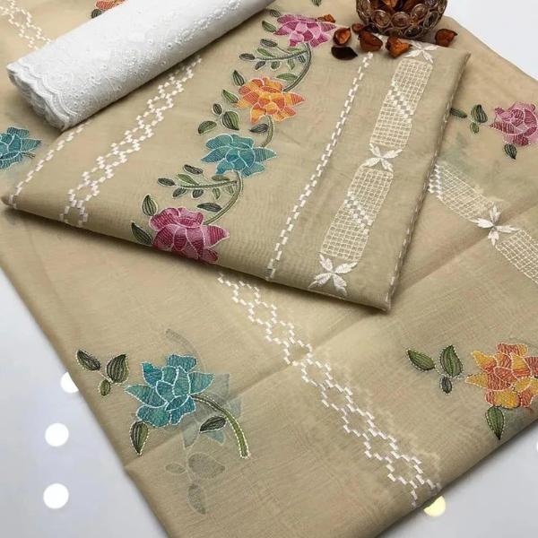 3 Pcs Women's Unstitched Embroidered Suit