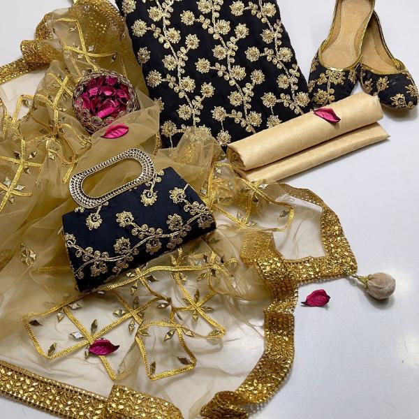 3 Pcs Women's Unstitched Embroidered Suit