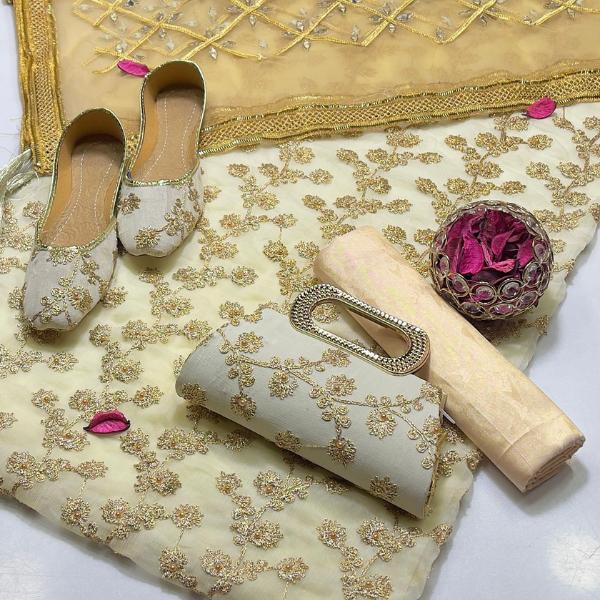 3 Pcs Women's Unstitched Embroidered Suit