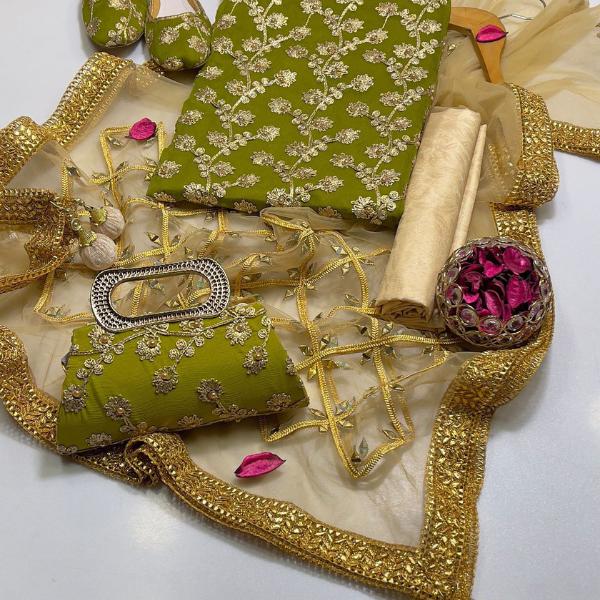 3 Pcs Women's Unstitched Embroidered Suit