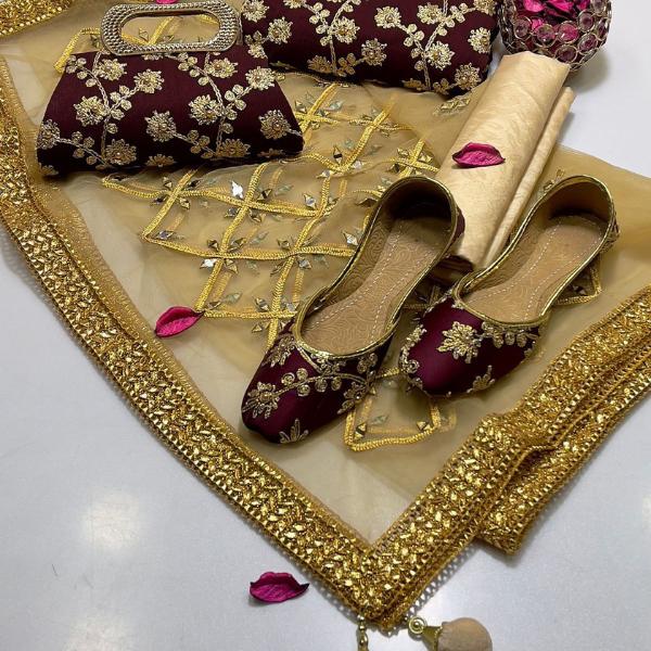 3 Pcs Women's Unstitched Embroidered Suit