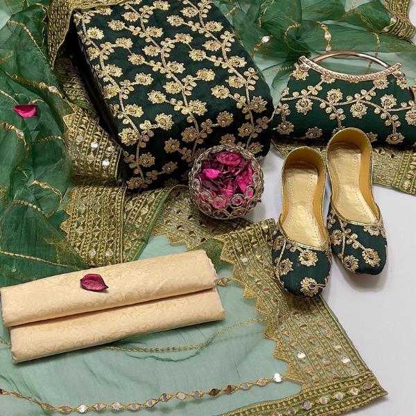 3 Pcs Women's Unstitched Embroidered Suit