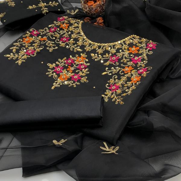 3 Pcs Women's Unstitched Embroidered Suit