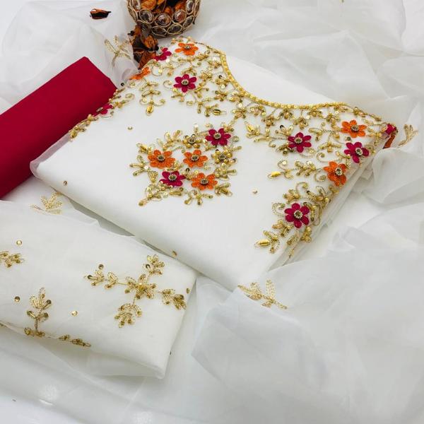 3 Pcs Women's Unstitched Embroidered Suit