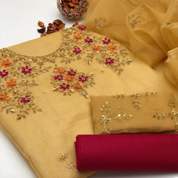 3 Pcs Women's Unstitched Embroidered Suit