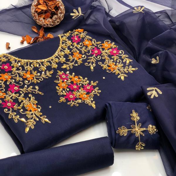 3 Pcs Women's Unstitched Embroidered Suit