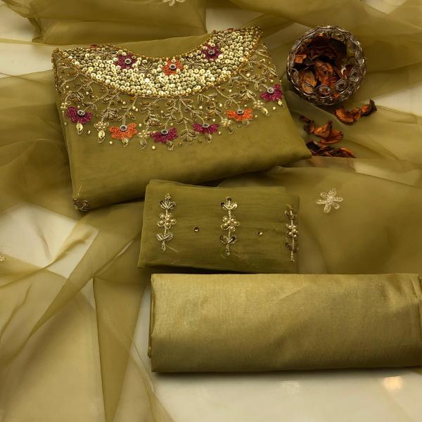 3 Pcs Women's Unstitched Embroidered Suit