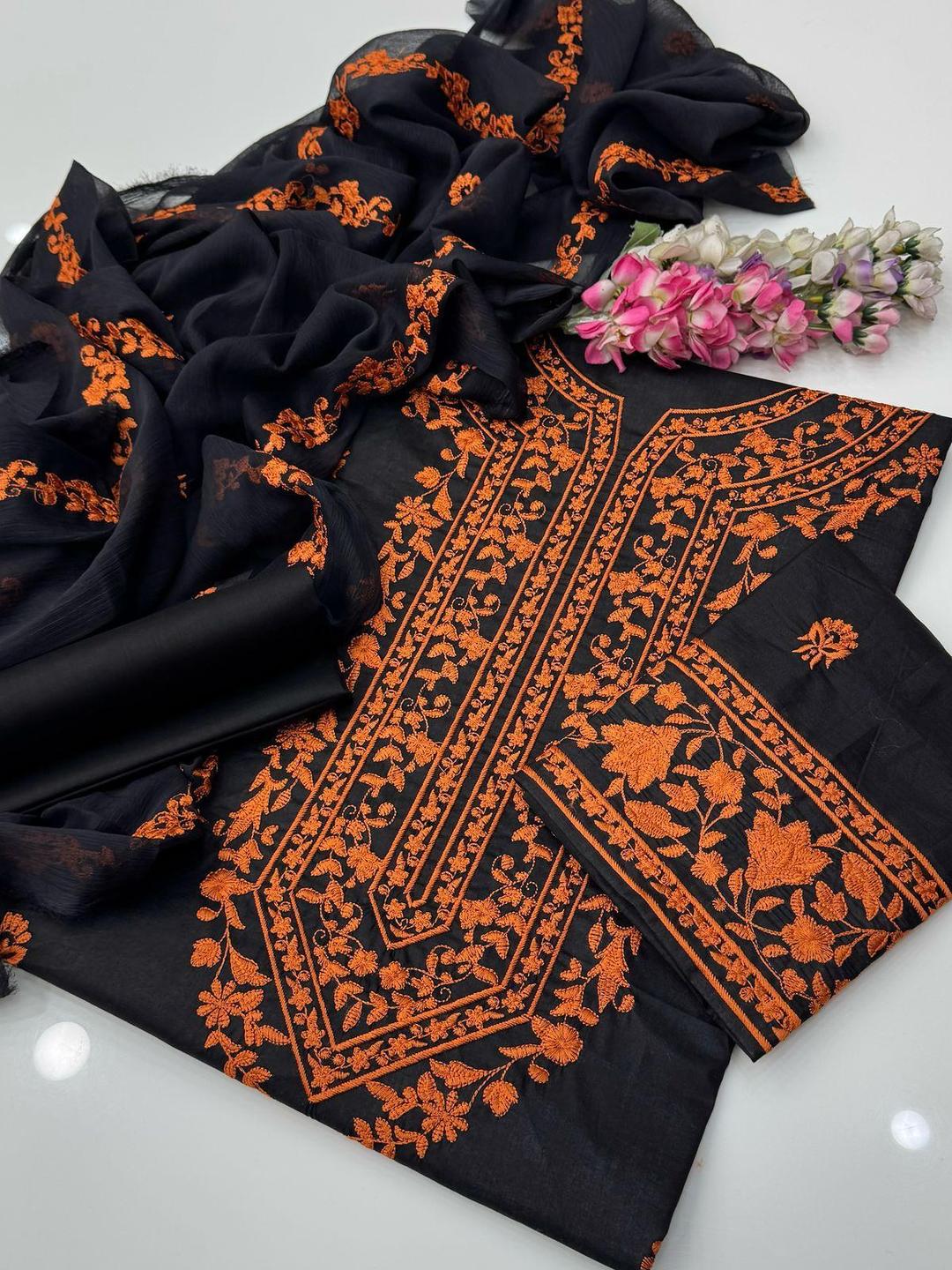 3 Pcs Women's Unstitched Embroidered Suit