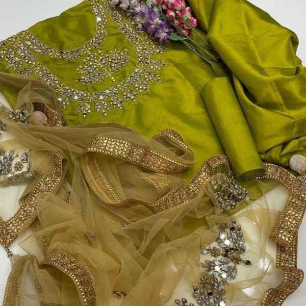 3 Pcs Women's Unstitched Embroidered Suit